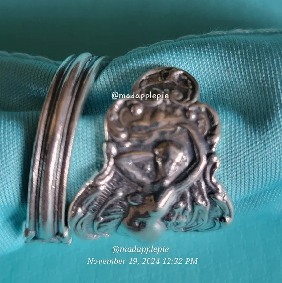 Vintage Sterling Silver Spoon Ring Goddess Woman Nude Muse Nymph Designer #133 - Picture 3 of 13